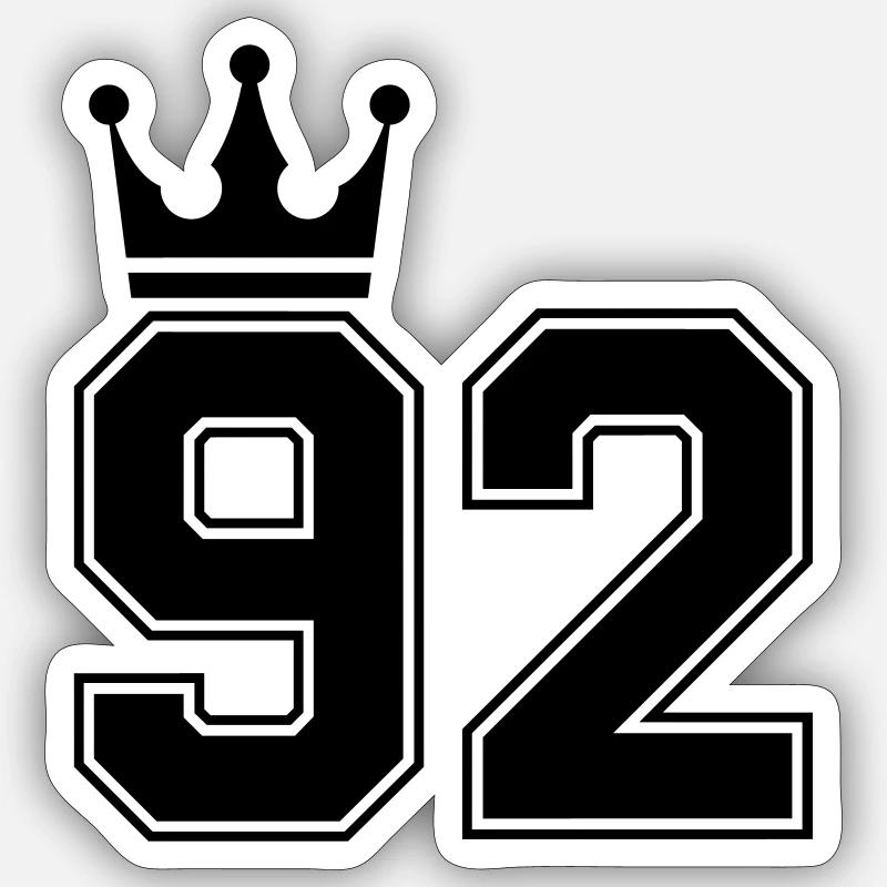 92 krone - Sticker Größe S (10 x 10 cm) - Mattweiß