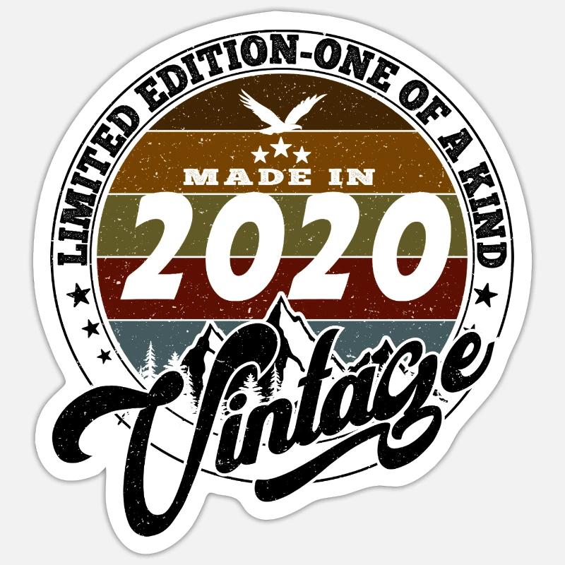 Vintage élégant : 2020 Cadeau rétro 2020 2025 - Sticker taille S (10 x 10 cm) - blanc mat