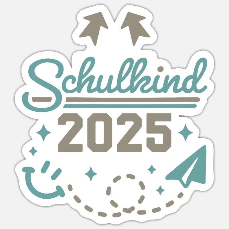 Schulkind 2025 Einschulung Schulanfang - Sticker Größe S (10 x 10 cm) - Mattweiß