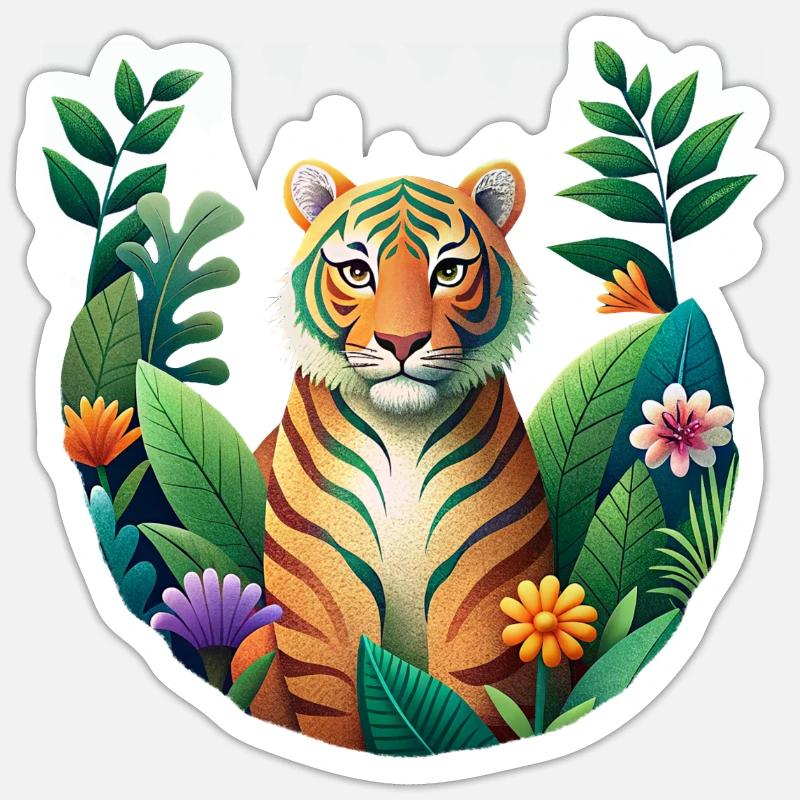 Tiger-Print mit Grain-Effekt - Sticker Größe S (10 x 10 cm) - Mattweiß