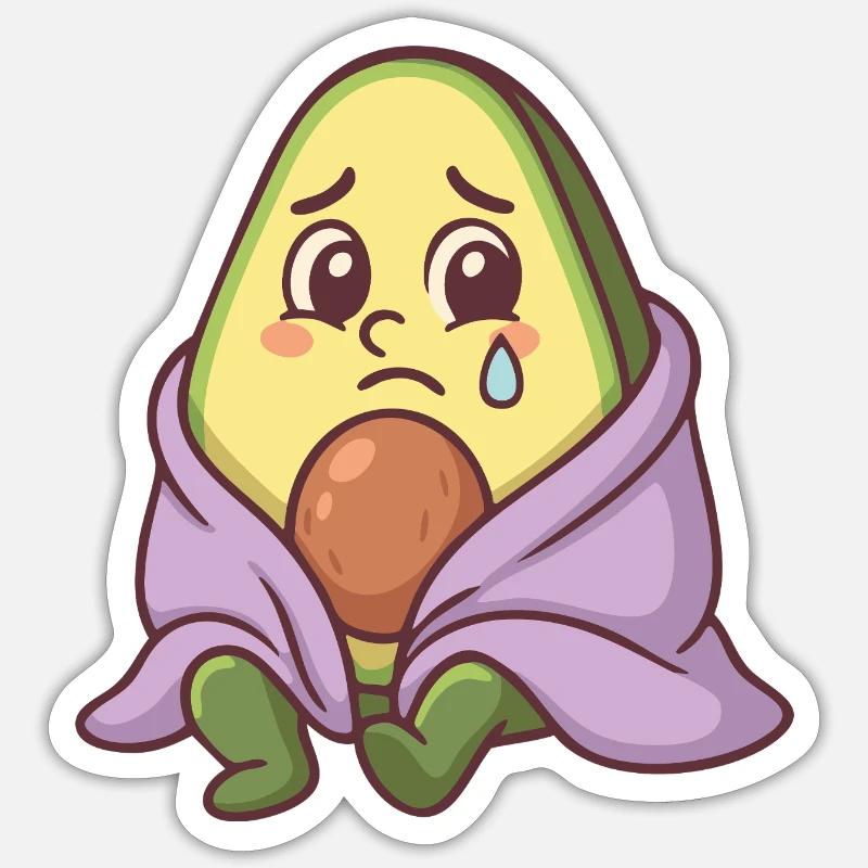 Avocat triste - Sticker taille S (10 x 10 cm) - blanc mat
