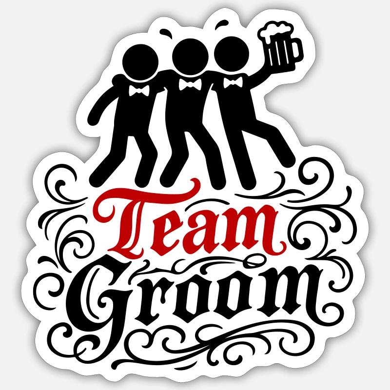 Équipe Marié Mariage Drôle - Sticker taille S (10 x 10 cm) - blanc mat