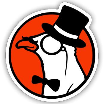 Sir Bird Top Hat Monocle Glasses Rich Mr. - Sticker size S (10 x 10 cm) - white matte - Front