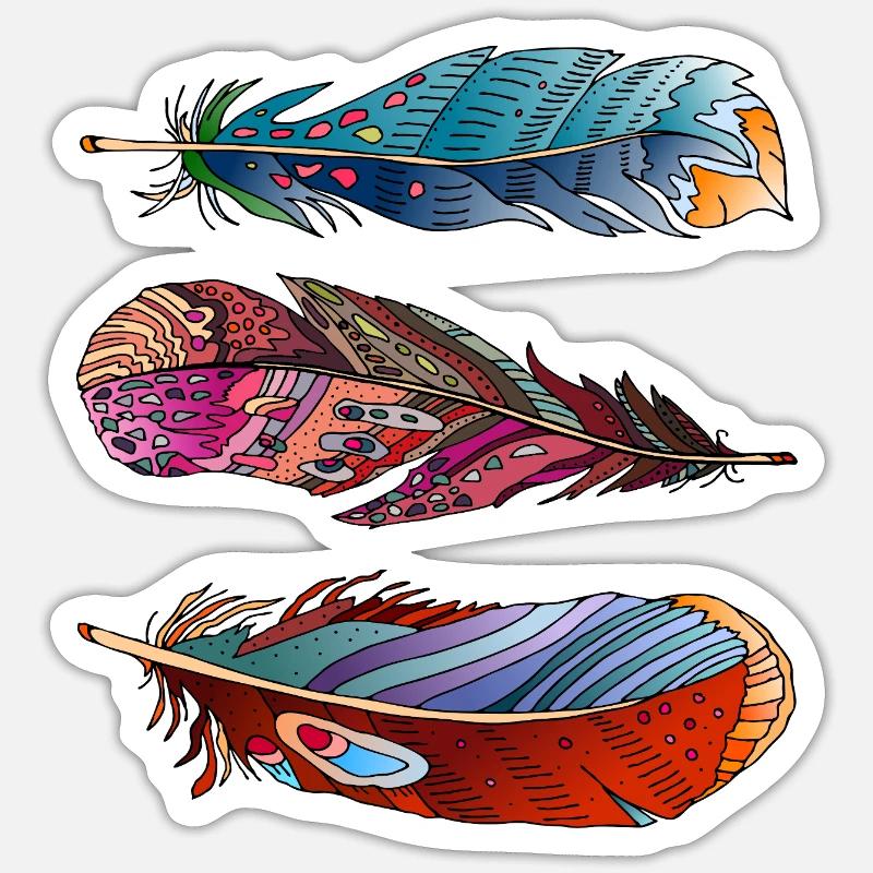Feder - Sticker Größe S (10 x 10 cm) - Mattweiß