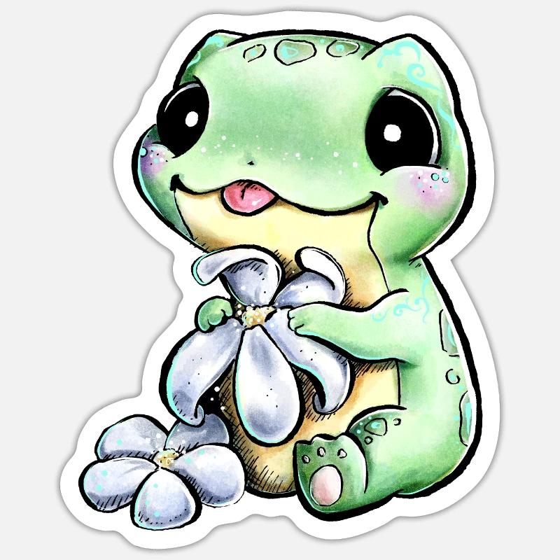 Grenouille marguerite douce - Sticker taille S (10 x 10 cm) - blanc mat