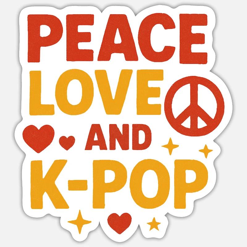 Paix, amour et K-Pop - Sticker taille S (10 x 10 cm) - blanc mat