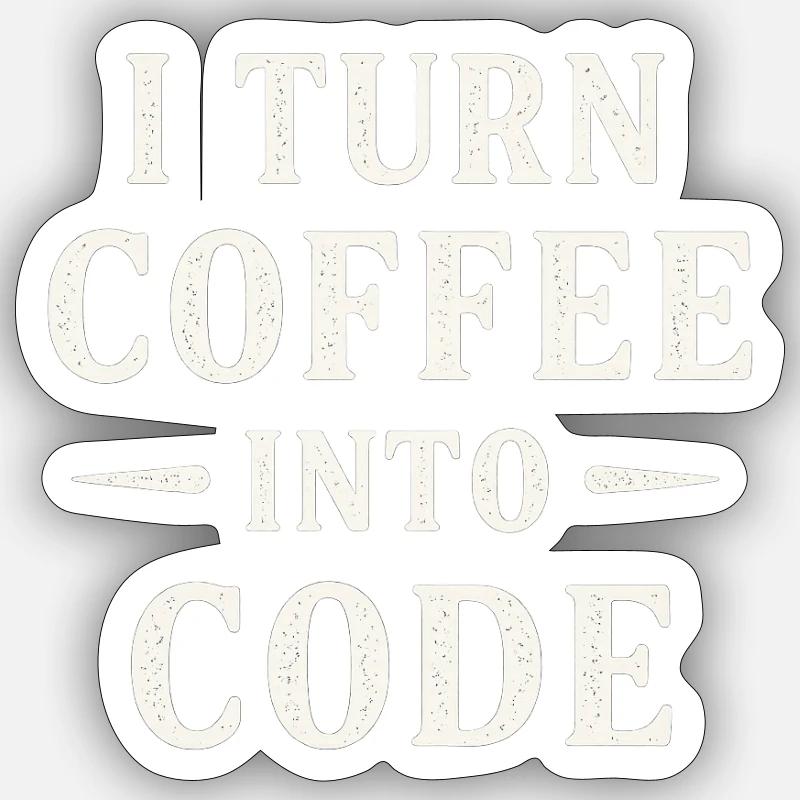 I Turn Coffee Into Code - Sticker Größe S (10 x 10 cm) - Mattweiß
