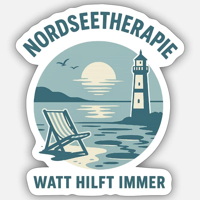 Nordseetherapie - Watt hilft immer Sticker Größe S (10 x 10 cm)