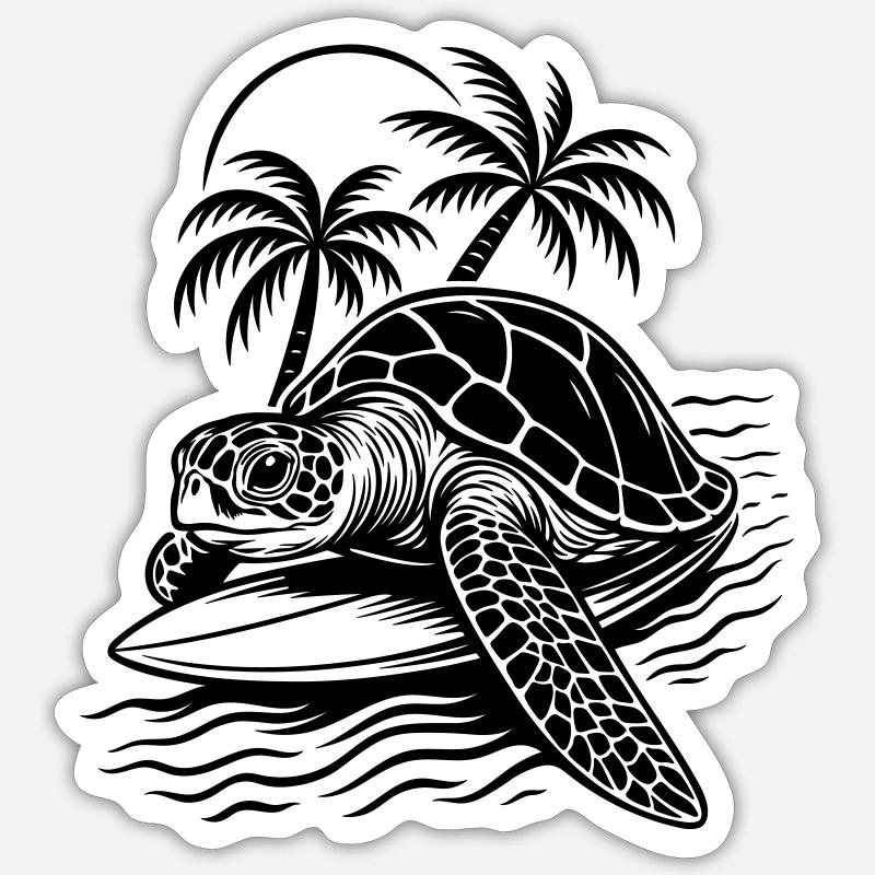 Surf Turtle - Tropical Beach Vibes Sticker size S (10 x 10 cm)