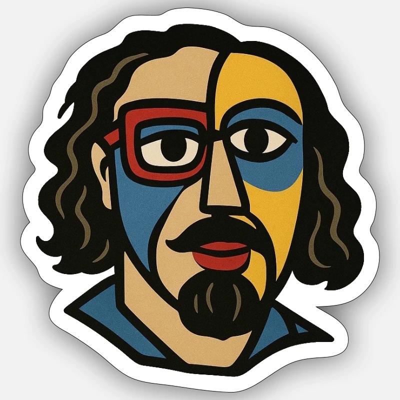Dicker Onkel Pablo-P.-Stil - Sticker Größe S (10 x 10 cm) - Mattweiß