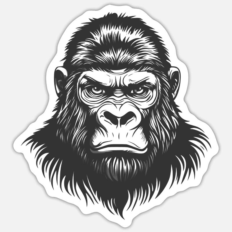 Gorille - Sticker taille S (10 x 10 cm) - blanc mat
