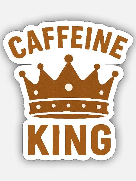 Caffeine King - Sticker Größe S (10 x 10 cm) - Mattweiß