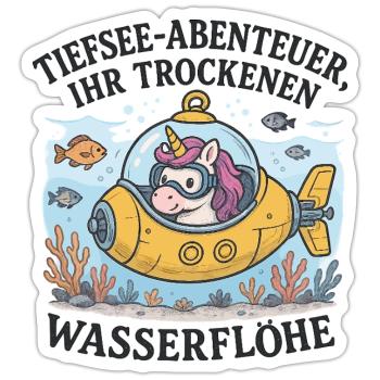 Einhorn-Tiefsee-U-Boot - Sticker Größe S (10 x 10 cm) - Mattweiß - Vorne
