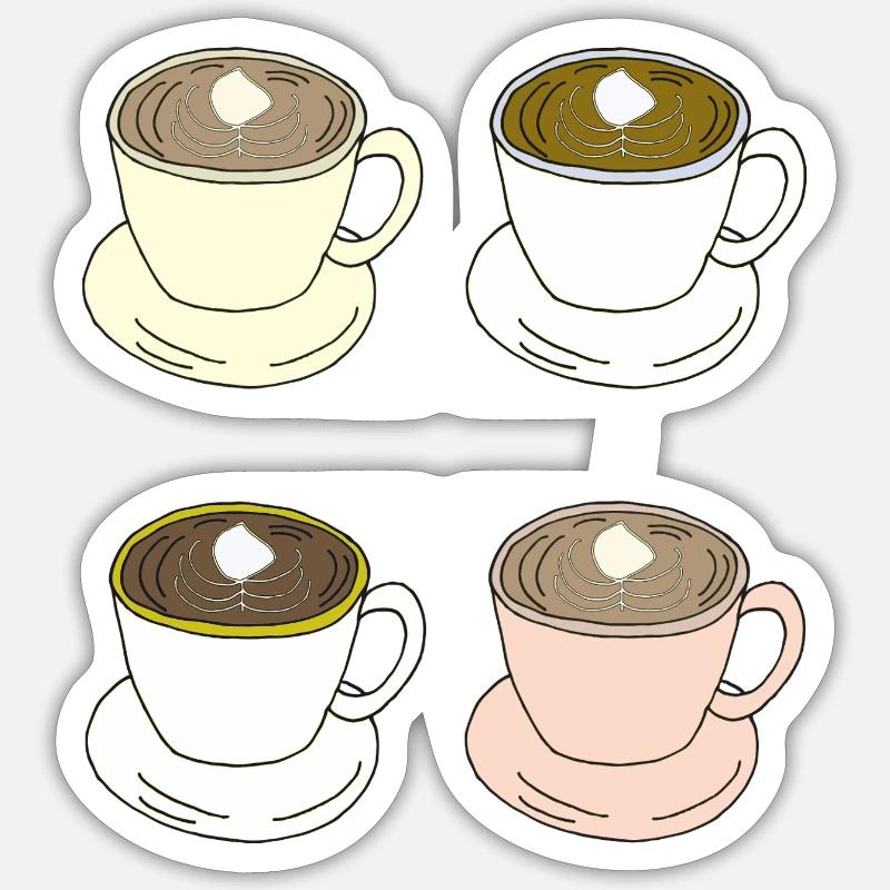 Coffee Cups Quartet - Sticker size S (10 x 10 cm) - white matte