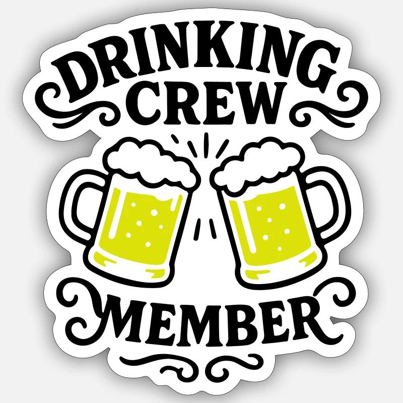 Drinking Crew Bier - Sticker Größe S (10 x 10 cm) - Mattweiß