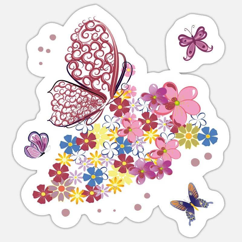 Papillons - Sticker taille S (10 x 10 cm) - blanc mat