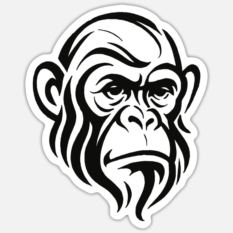 Chimpanzee Face - Sticker size S (10 x 10 cm) - white matte