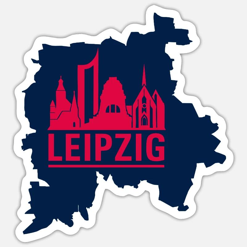 Leipzig Skyline Map Sticker Größe S (10 x 10 cm)