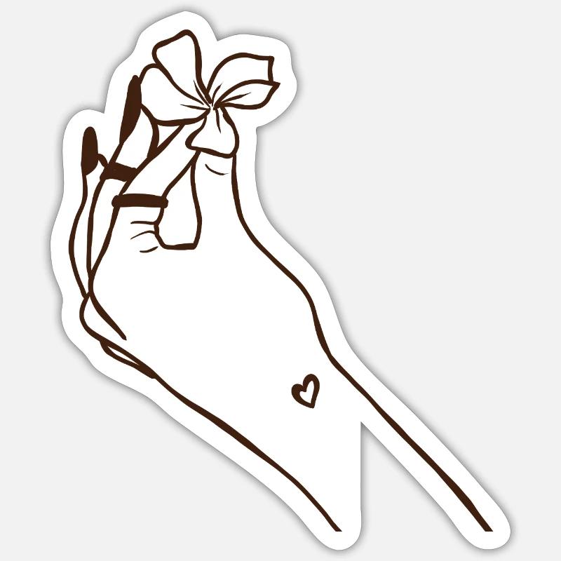 Main avec fleur - Sticker taille S (10 x 10 cm) - blanc mat
