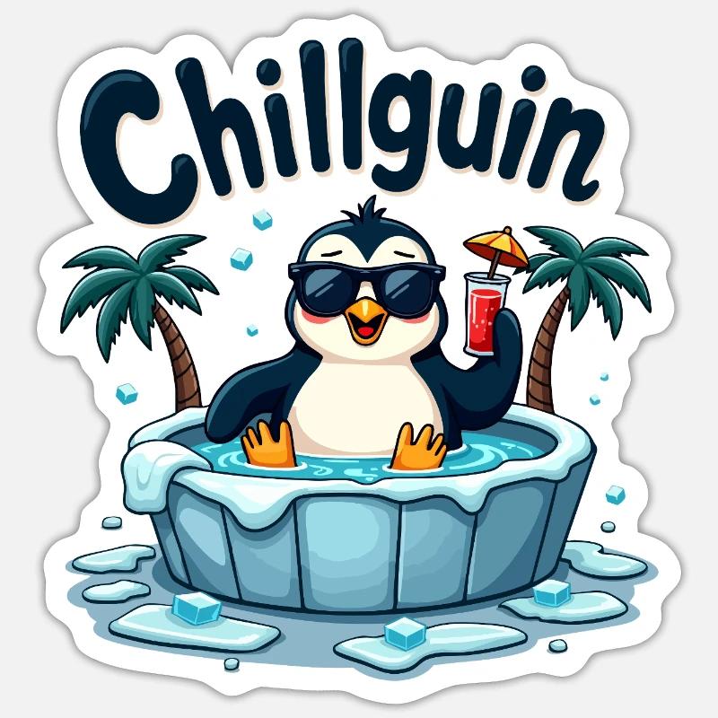 Chillguin – Coolness auf Eis - Sticker Größe S (10 x 10 cm) - Mattweiß