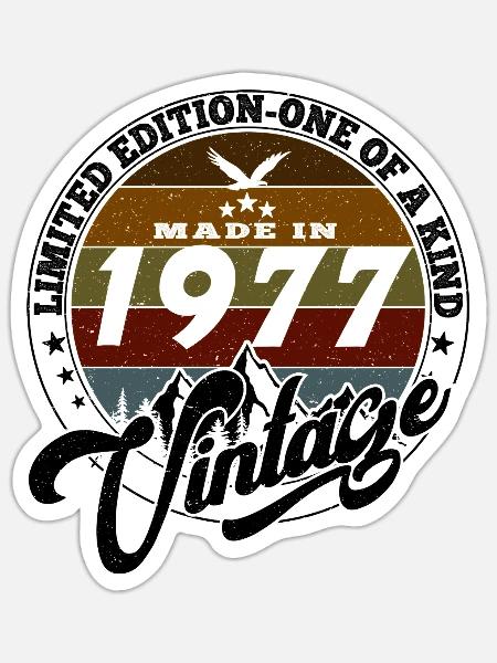 Eleganter Vintage: 1977 Retro Geschenk 1977 2025 - Sticker Größe S (10 x 10 cm) - Mattweiß