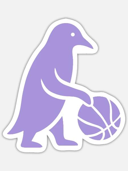 Minimalistischer Pinguin Basketball Spieler - Sticker Größe S (10 x 10 cm) - Mattweiß