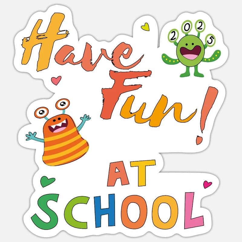 S’amuser à l’école - Sticker taille S (10 x 10 cm) - blanc mat