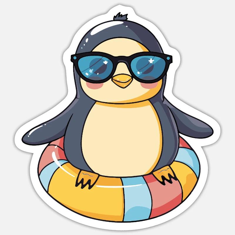 Penguin Comic Cool - Sticker size S (10 x 10 cm) - white matte