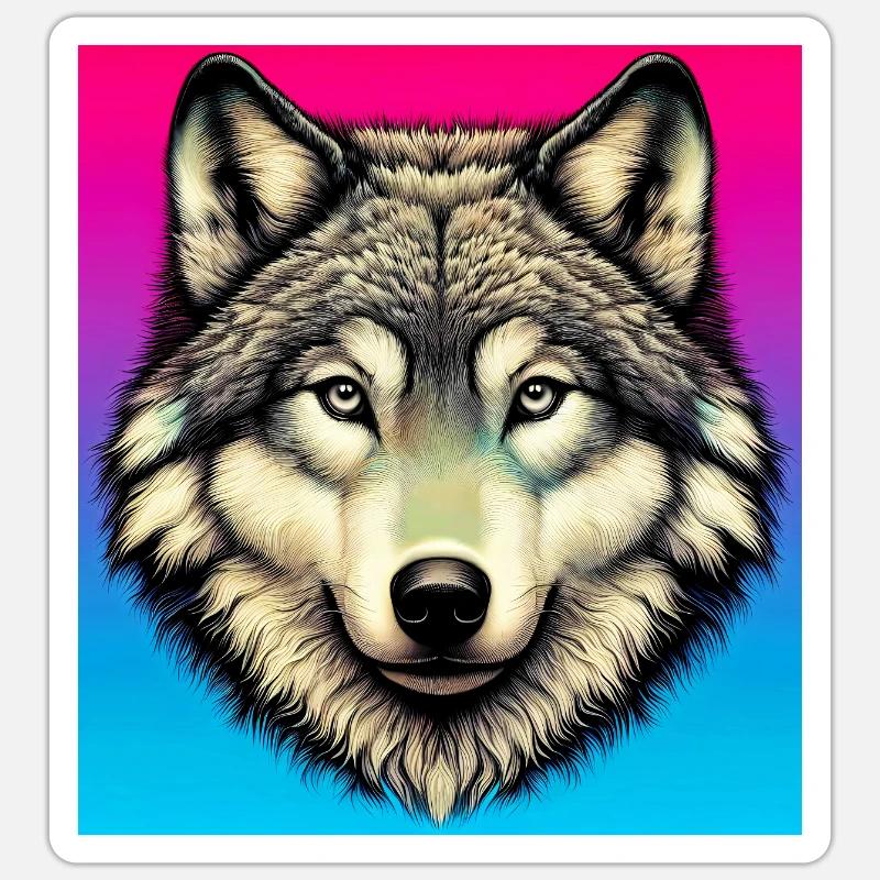 Wolf - Sticker Größe S (10 x 10 cm) - Mattweiß