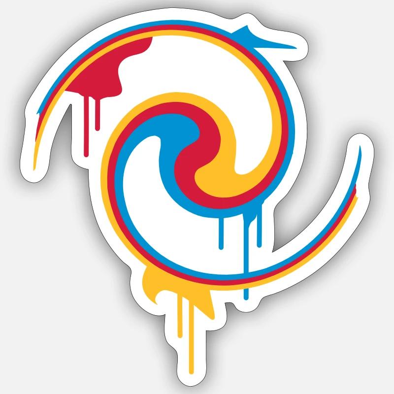 Bunte Farbspirale mit Graffiti-Stil - Sticker Größe S (10 x 10 cm) - Mattweiß