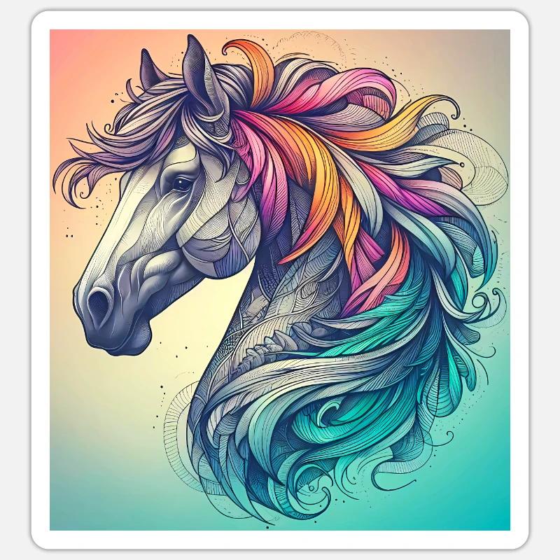 cheval - Sticker taille S (10 x 10 cm) - blanc mat