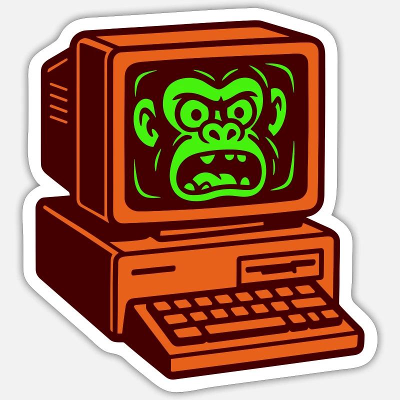 Computer Monkey - Sticker size S (10 x 10 cm) - white matte