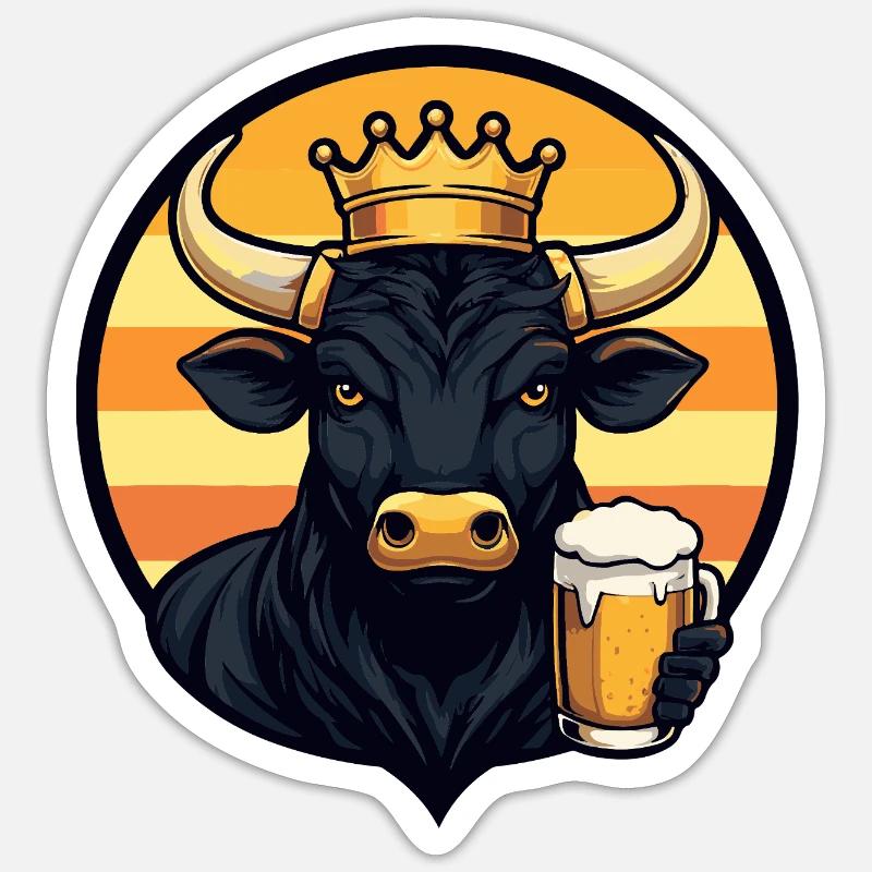 Stier Bier - Sticker Größe S (10 x 10 cm) - Mattweiß