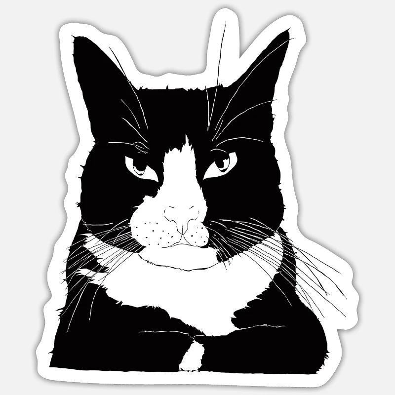 Chat autoritaire - Sticker taille S (10 x 10 cm) - blanc mat