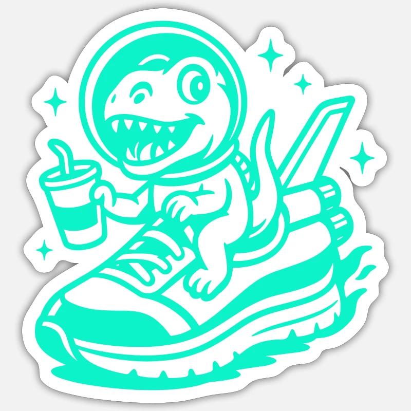 Space Fun Saurus Junior - Sticker Größe S (10 x 10 cm) - Mattweiß