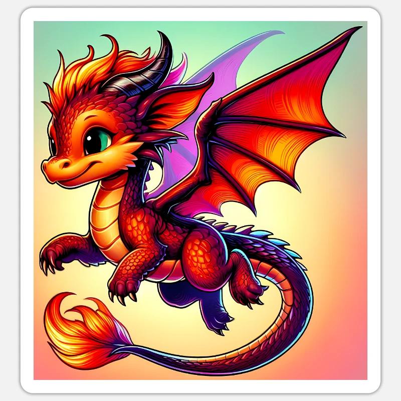 Drache - Sticker Größe S (10 x 10 cm) - Mattweiß