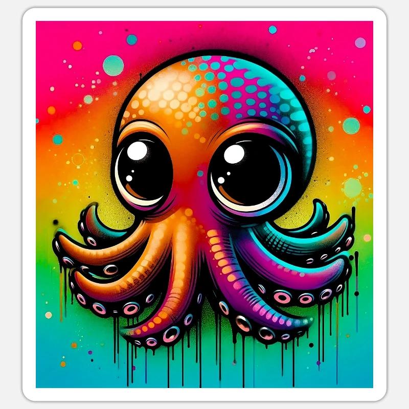 Octopus - Sticker size S (10 x 10 cm) - white matte