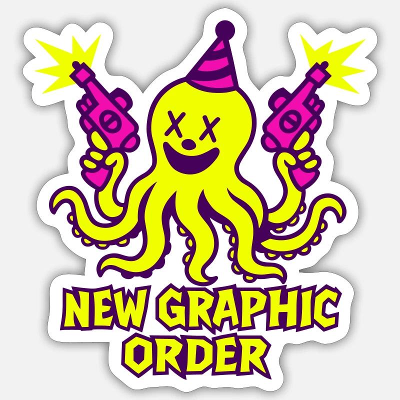 NGO Kraken Neon Pop - Sticker size S (10 x 10 cm) - white matte