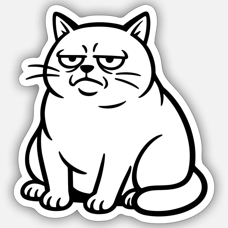 Gelangweilte Katze - Sticker Größe S (10 x 10 cm) - Mattweiß