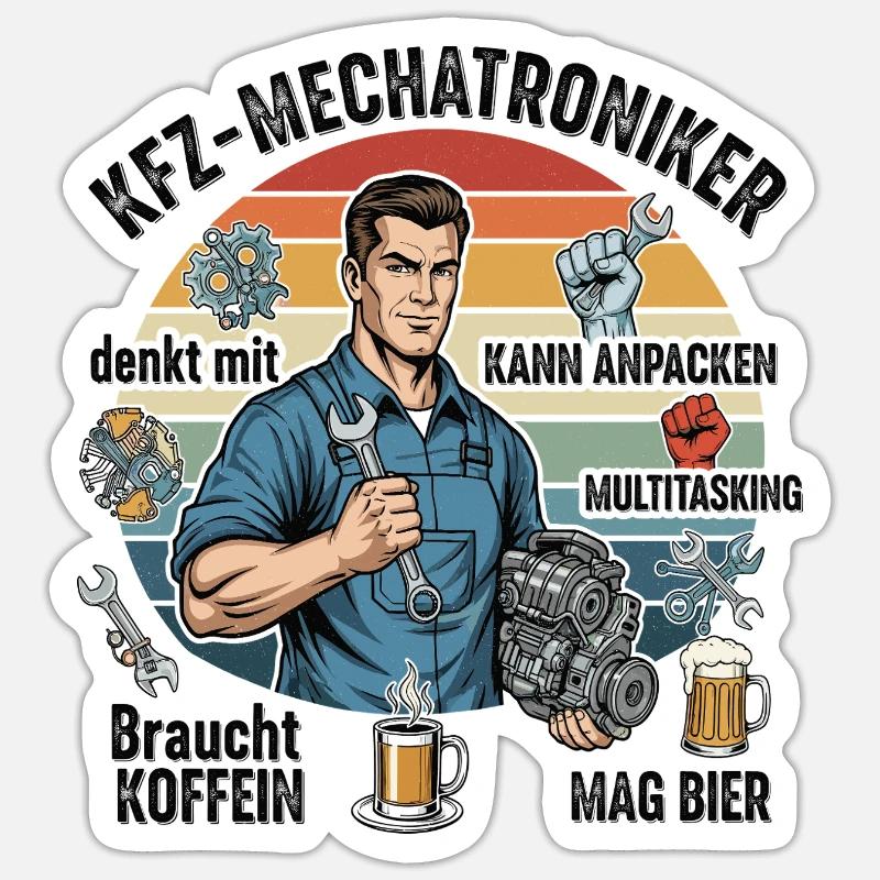 The automotive mechatronics technician - Sticker size S (10 x 10 cm) - white matte