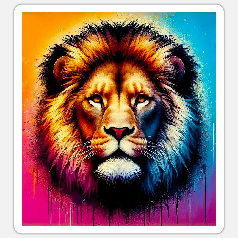 Löwe - Sticker Größe S (10 x 10 cm) - Mattweiß