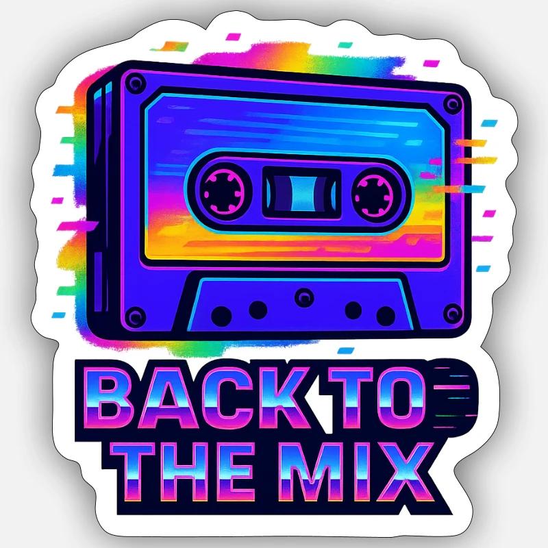 Conception de cassettes rétro néon - Sticker taille S (10 x 10 cm) - blanc mat