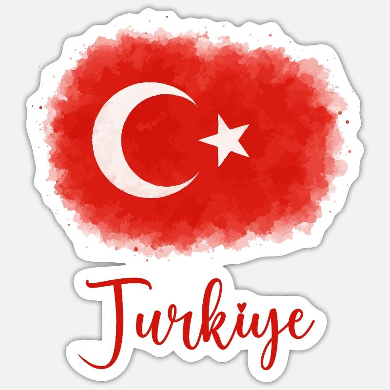 Drapeau de la Turquie - Sticker taille S (10 x 10 cm) - blanc mat