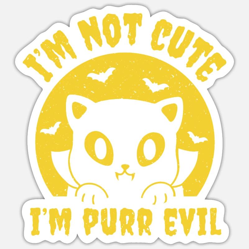 Je ronronne le mal - Sticker taille S (10 x 10 cm) - blanc mat