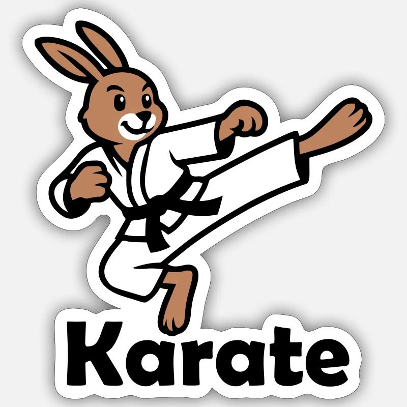 Karate Hase Sticker Größe S (10 x 10 cm)