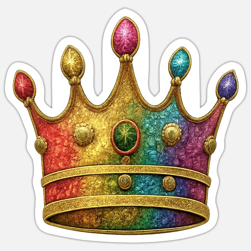 Vibrant Rainbow Royal Crown Design - Sticker size S (10 x 10 cm) - white matte