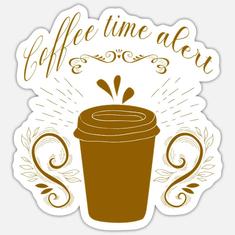 alerte heure du café - Sticker taille S (10 x 10 cm) - blanc mat