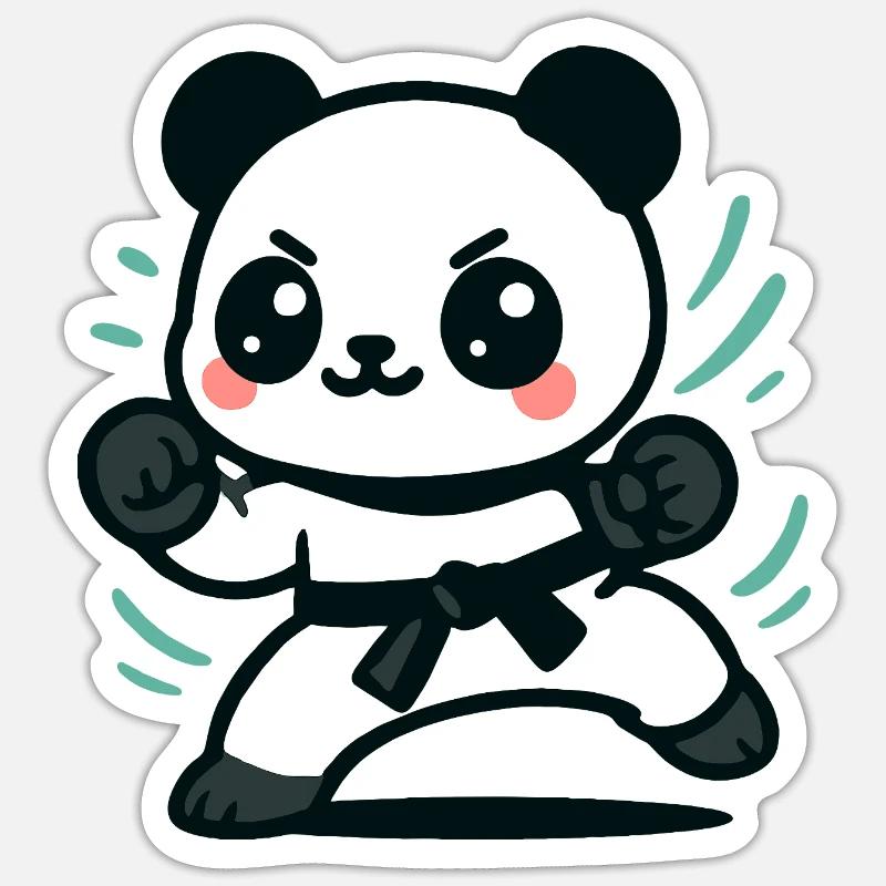Conception d’arts martiaux Panda mignon - Sticker taille S (10 x 10 cm) - blanc mat