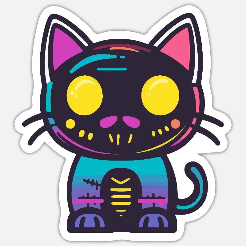 Chat Halloween Chat - Sticker taille S (10 x 10 cm) - blanc mat