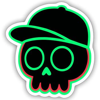Neon Schädel Cap - Sticker Größe S (10 x 10 cm) - Mattweiß - Vorne